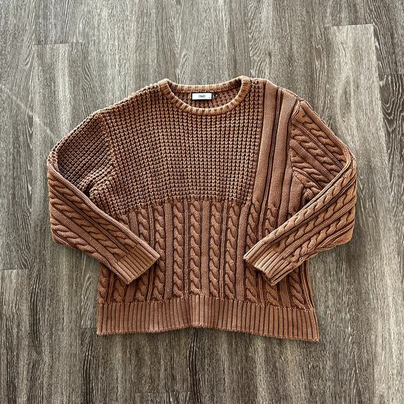EUC Kith Wheatley Cable Knit Sweater Camel Brown XXL Cotton Crewneck Pullover - Picture 3 of 14